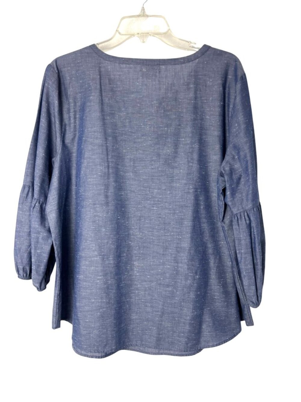 Van Heusen Studio Womens XL Blue Heather 3/4 Sleeve Top Cotton Blend Used - Picture 2 of 12